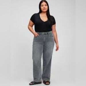 Gap '90s Loose High Rise Stretch Jean Sz 35 Washed Black